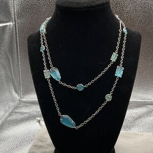 EUC Blue Multi-Stone Long Layered silver- Jackinta Necklace